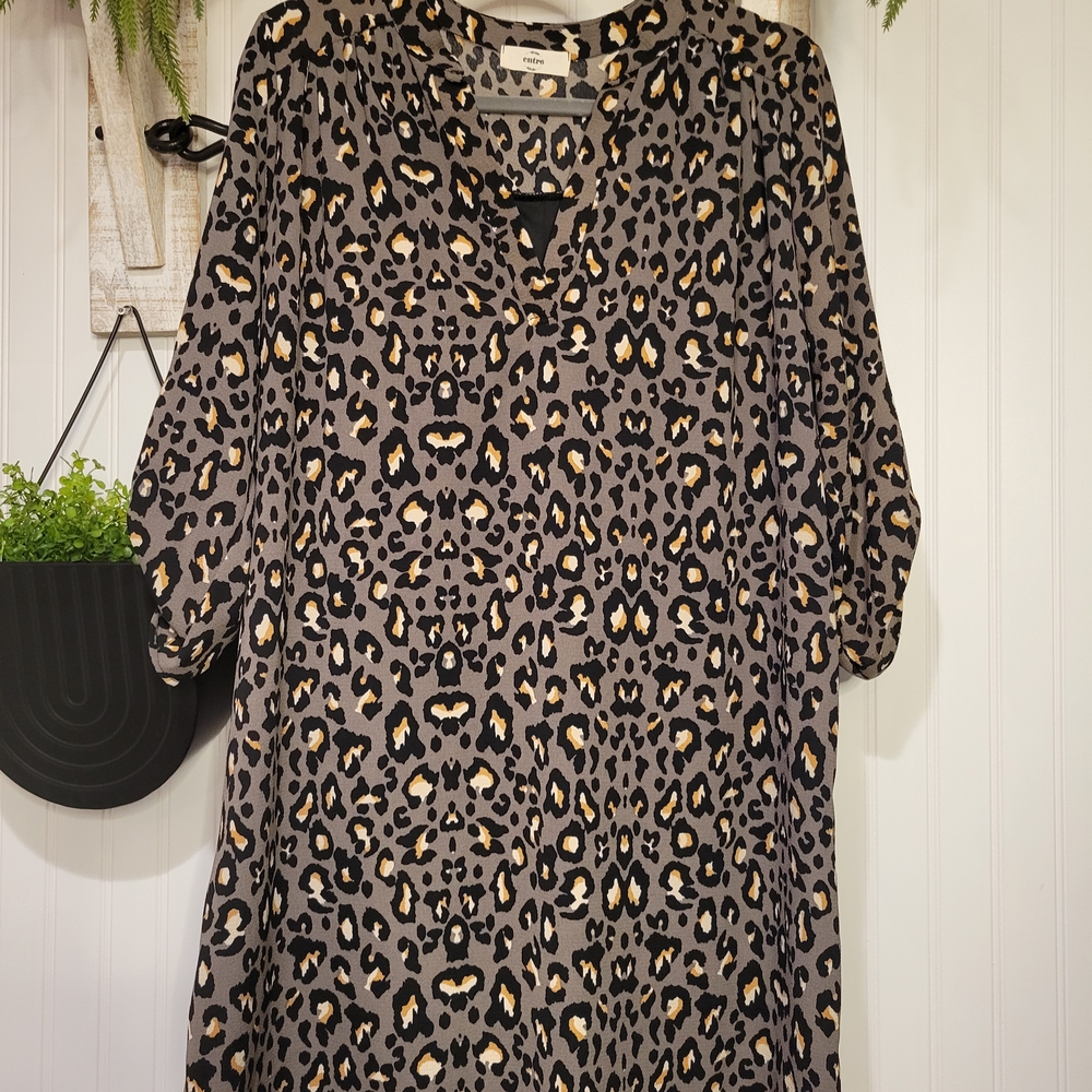 Entro Leopard Print Top with Black and Gold